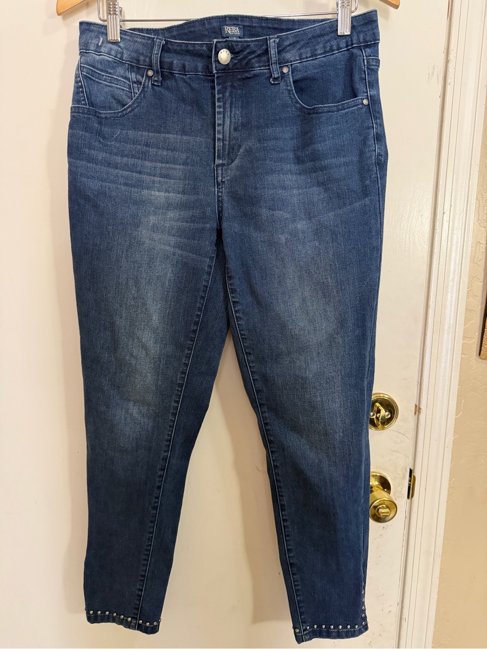 Reba Women’s Dark Blue Jeans  with Studded Hem -(204)
